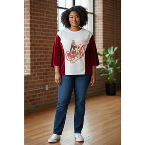 Women's Upcycled Crushed Velvet Tee Mariah Carey Tour Size Large